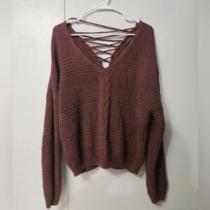 Daytrip Maroon/rust Knit Cropped Sweater!